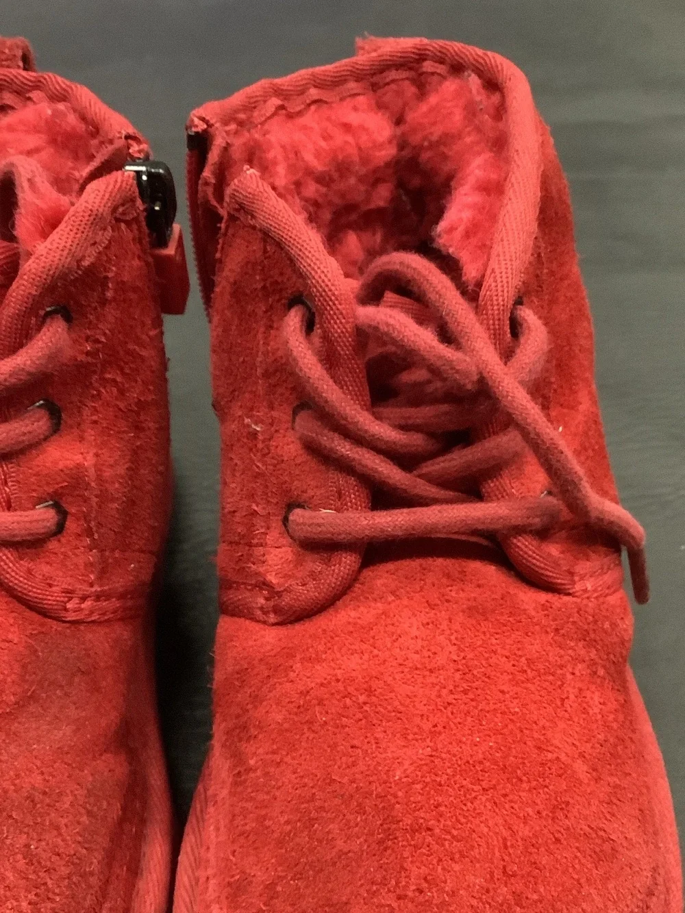 UGG Kids Red Suede Lace-Up Ankle Boots